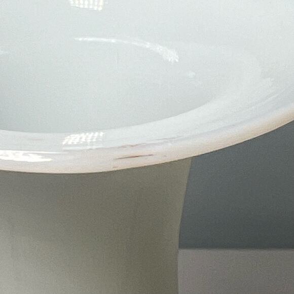 Vintage 40s White Opaline Glass Hand Painted Vase Blown Art Glass Floral - Picture 8 of 12